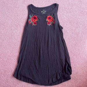 AMERICAN EAGLE Floral Gray Tank Size XS
